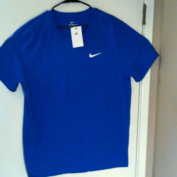NEW NIKE SPORTSWEAR "Swoosh Logo Tee" MEN'S BLUE WHITE T-SHIRT XL DC9955-480 - Picture 1 of 6